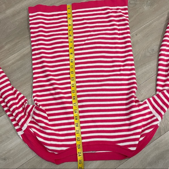 Gap Extra Small Hot Pink and White Stripes Long Sleeve Sweater Shirt, Wide Neck - Picture 7 of 11